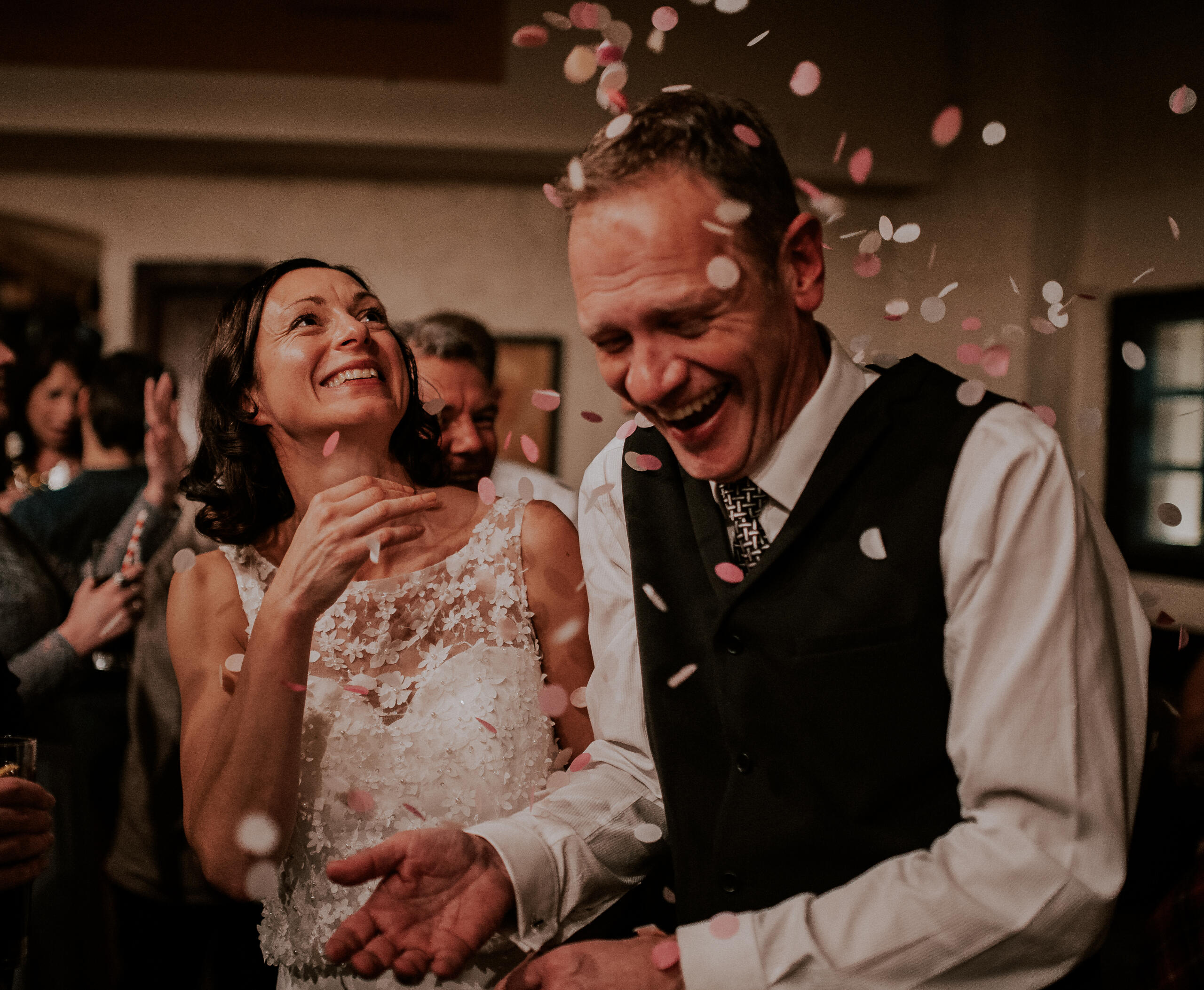 Toby's wedding Celebrant Toby Morse and wife laughing at their wedding